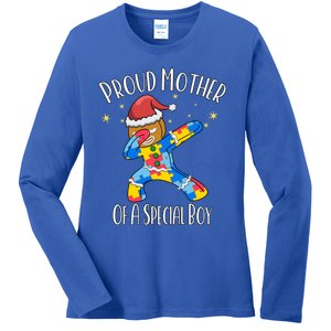 Autistic Dabbing Happy Gingerbread Christmas Autism Great Gift Ladies Long Sleeve Shirt