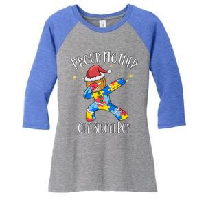 Autistic Dabbing Happy Gingerbread Christmas Autism Great Gift Women's Tri-Blend 3/4-Sleeve Raglan Shirt