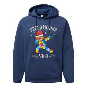 Autistic Dabbing Happy Gingerbread Christmas Autism Great Gift Performance Fleece Hoodie