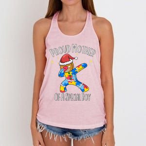 Autistic Dabbing Happy Gingerbread Christmas Autism Great Gift Women's Knotted Racerback Tank