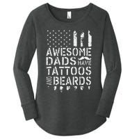 Awesome Dads Have Tattoos And Beards US Flag Father's Day Women's Perfect Tri Tunic Long Sleeve Shirt