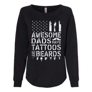 Awesome Dads Have Tattoos And Beards US Flag Father's Day Womens California Wash Sweatshirt