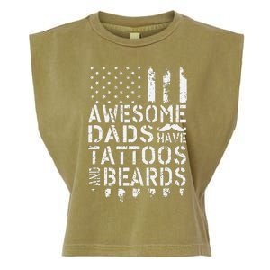 Awesome Dads Have Tattoos And Beards US Flag Father's Day Garment-Dyed Women's Muscle Tee