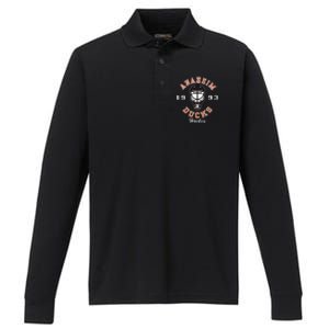 A.N.A.H.E.I.M Ducks Hockey Mask Black Performance Long Sleeve Polo