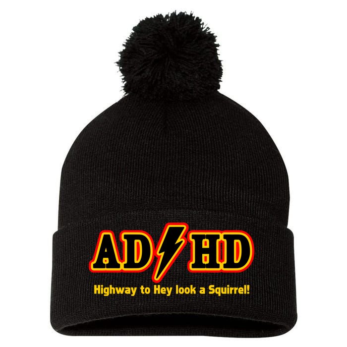ADHD Highway To Squirrel Pom Pom 12in Knit Beanie