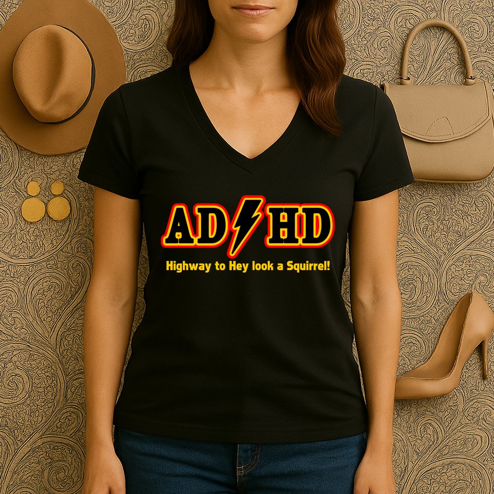 ADHD Highway To Squirrel Women's V-Neck T-Shirt