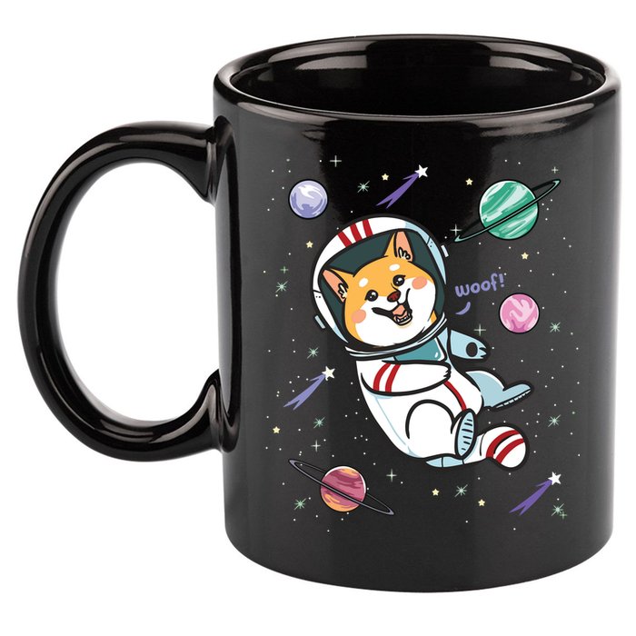 Astronaut Dog In Space Shiba Inu Akita Boy Girl Cosmonaut 11oz C Handle Ceramic Mug