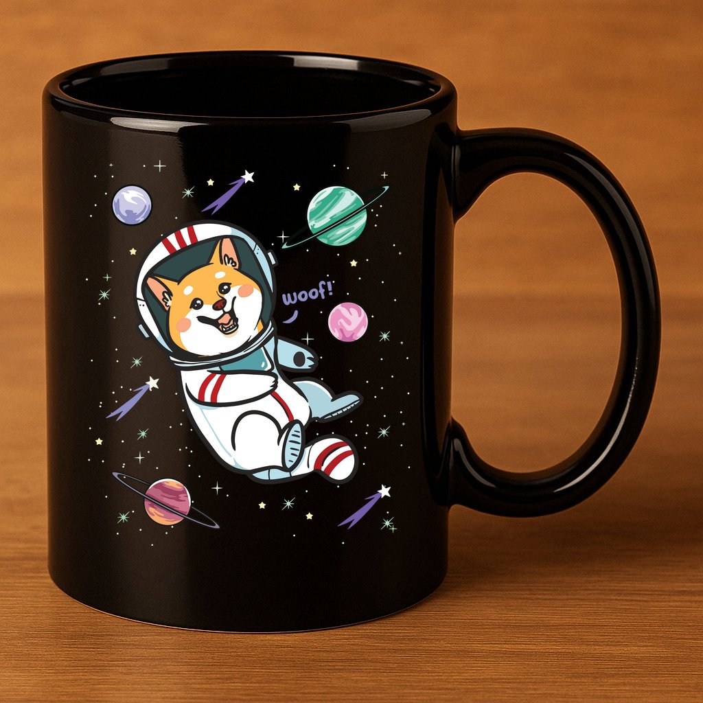 Astronaut Dog In Space Shiba Inu Akita Boy Girl Cosmonaut 11oz C Handle Ceramic Mug