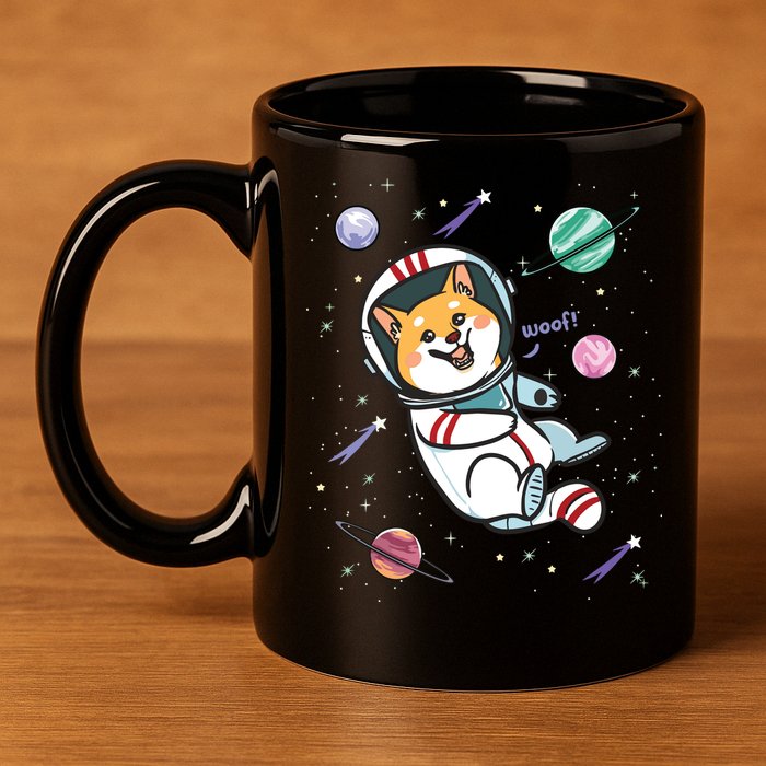 Astronaut Dog In Space Shiba Inu Akita Boy Girl Cosmonaut 11oz C Handle Ceramic Mug