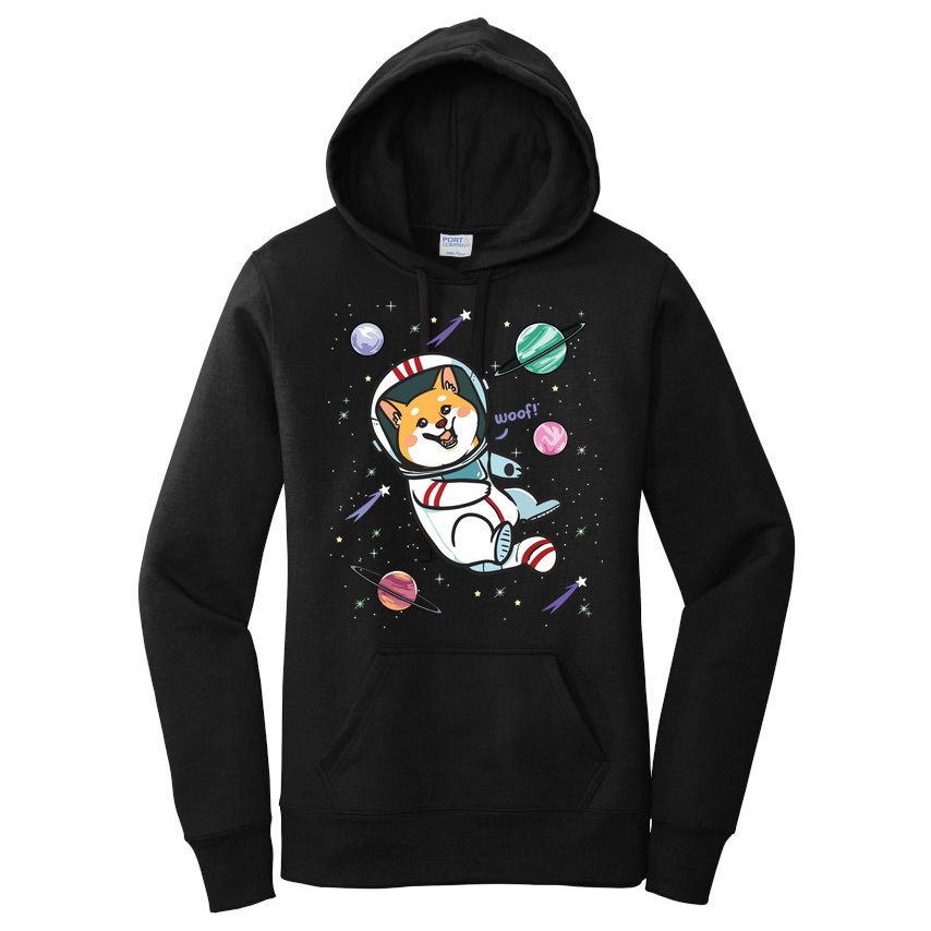 Astronaut Dog In Space Shiba Inu Akita Boy Girl Cosmonaut Women's Pullover Hoodie