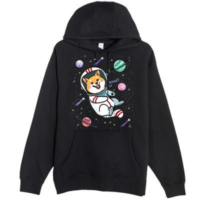 Astronaut Dog In Space Shiba Inu Akita Boy Girl Cosmonaut Premium Pullover Hoodie