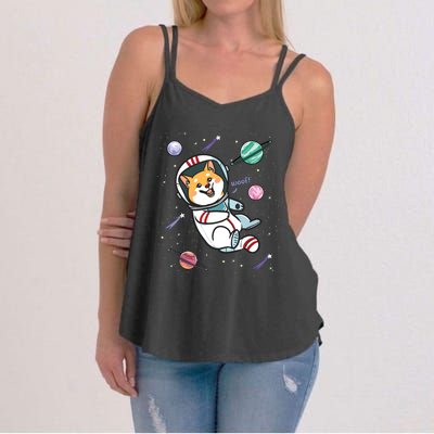 Astronaut Dog In Space Shiba Inu Akita Boy Girl Cosmonaut Women's Strappy Tank