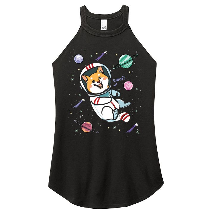 Astronaut Dog In Space Shiba Inu Akita Boy Girl Cosmonaut Women's Perfect Tri Rocker Tank