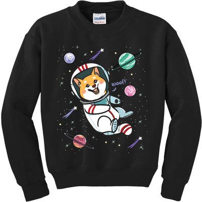 Astronaut Dog In Space Shiba Inu Akita Boy Girl Cosmonaut Kids Sweatshirt