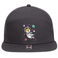 Astronaut Dog In Space Shiba Inu Akita Boy Girl Cosmonaut 7 Panel Mesh Trucker Snapback Hat