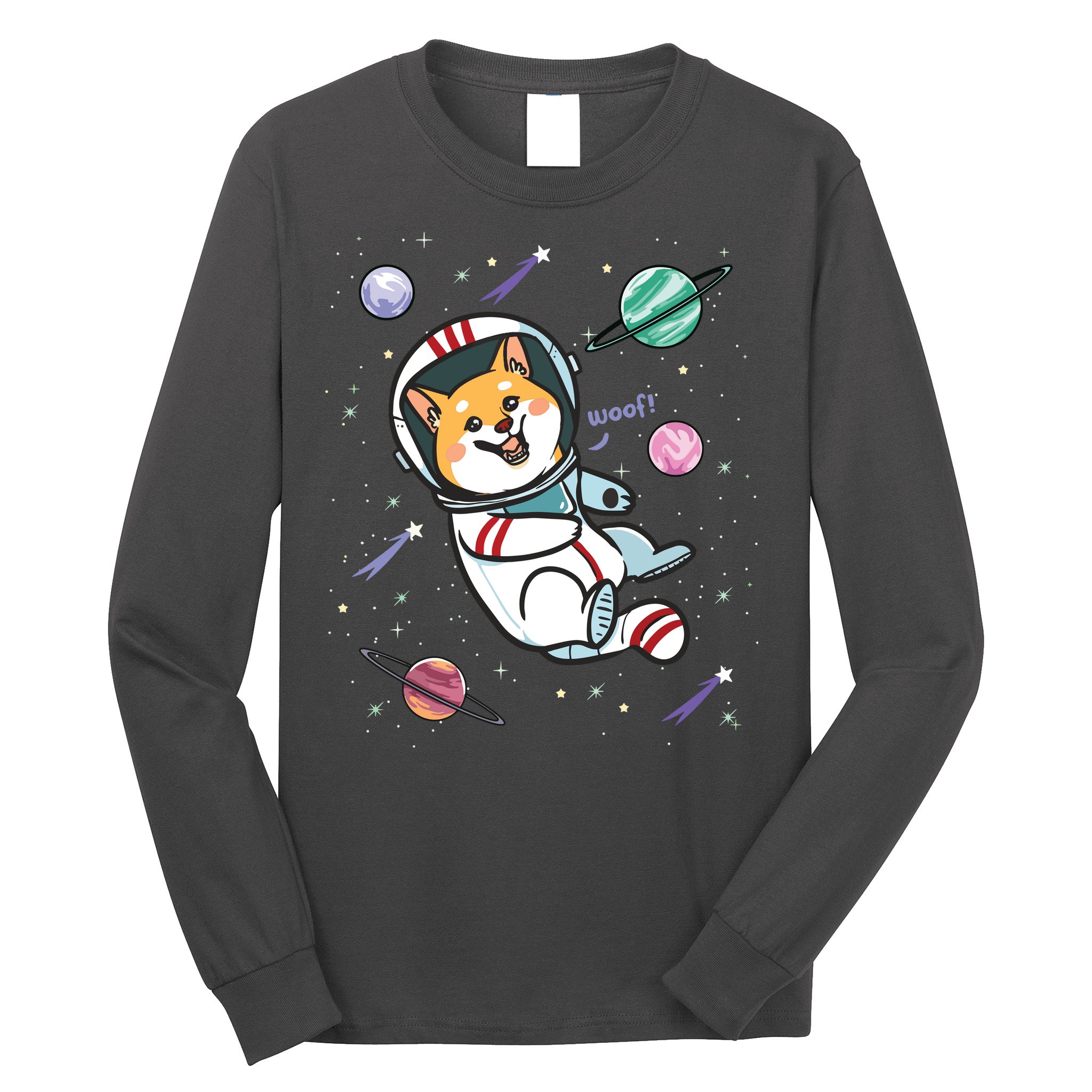 Astronaut Dog In Space Shiba Inu Akita Boy Girl Cosmonaut Long Sleeve Shirt