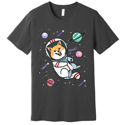 Astronaut Dog In Space Shiba Inu Akita Boy Girl Cosmonaut Premium T-Shirt