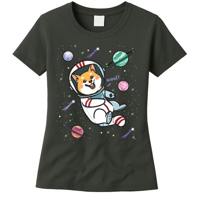 Astronaut Dog In Space Shiba Inu Akita Boy Girl Cosmonaut Womens T-Shirt