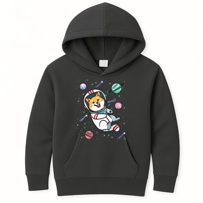 Astronaut Dog In Space Shiba Inu Akita Boy Girl Cosmonaut Kids Hoodie