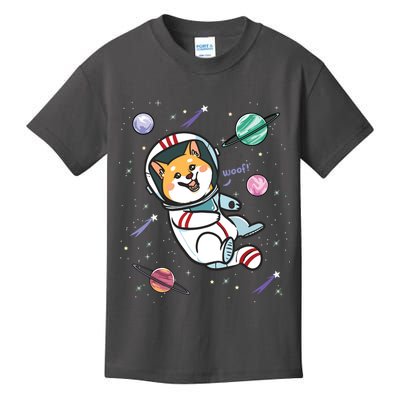 Astronaut Dog In Space Shiba Inu Akita Boy Girl Cosmonaut Kids T-Shirt