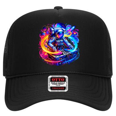 Astronaut Dj In Space Music Edm High Crown Mesh Back Trucker Hat