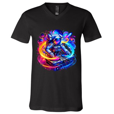 Astronaut Dj In Space Music Edm V-Neck T-Shirt