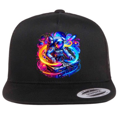 Astronaut Dj In Space Music Edm Flat Bill Trucker Hat