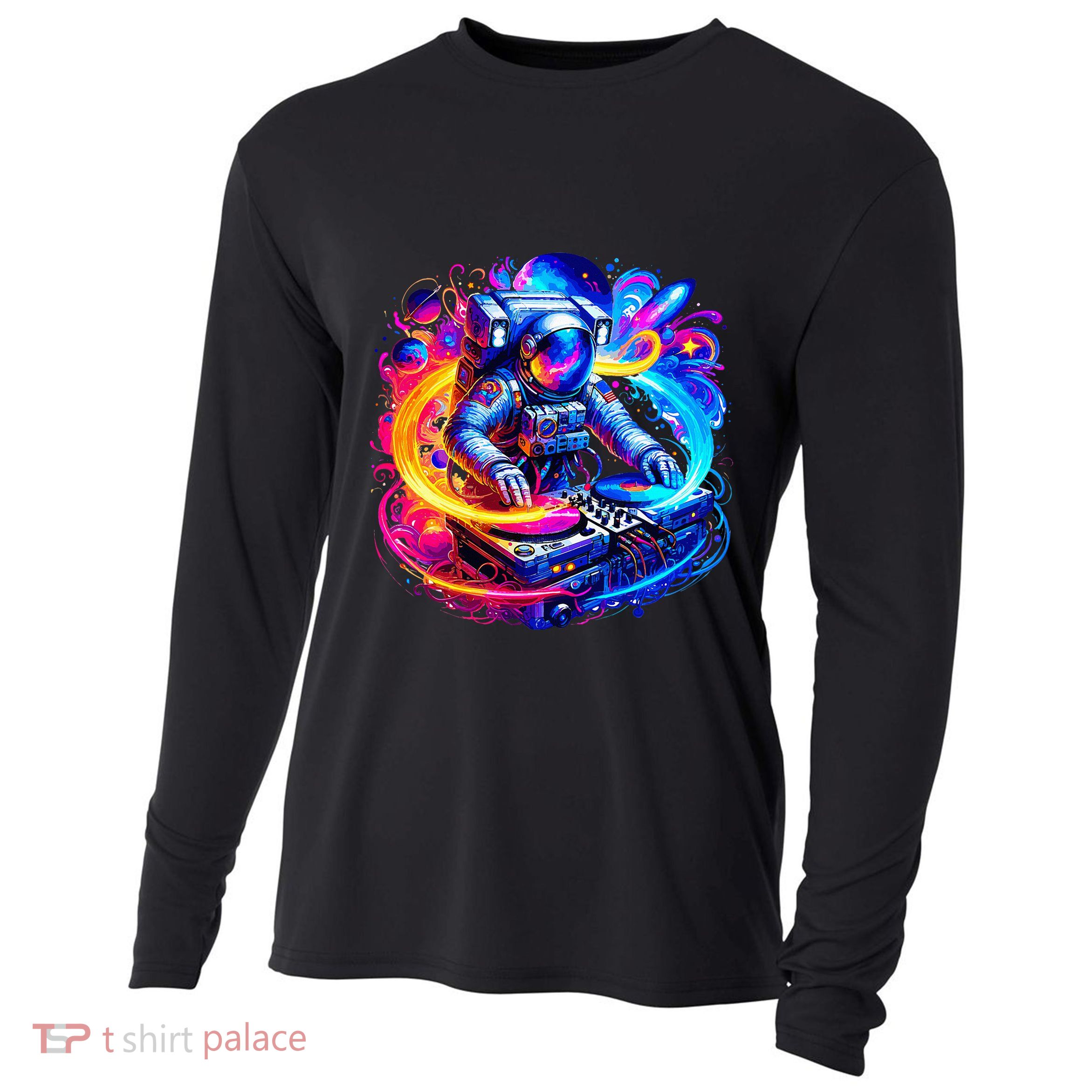 Astronaut Dj In Space Music Edm Cooling Performance Long Sleeve Crew