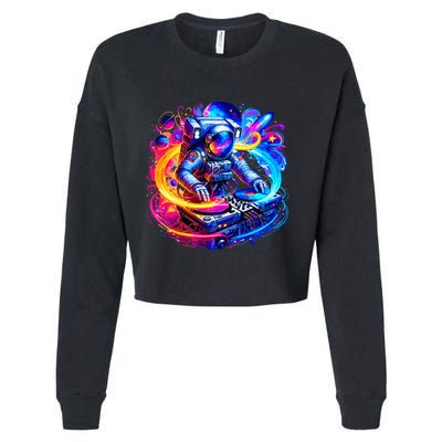 Astronaut Dj In Space Music Edm Cropped Pullover Crew