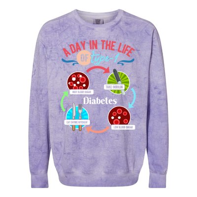 A Day In Life Of Typegift1 Diabetes Gift Colorblast Crewneck Sweatshirt