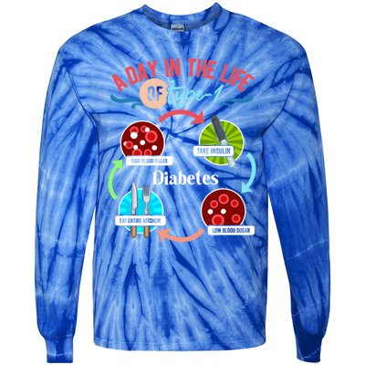 A Day In Life Of Typegift1 Diabetes Gift Tie-Dye Long Sleeve Shirt