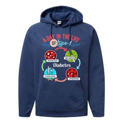 A Day In Life Of Typegift1 Diabetes Gift Performance Fleece Hoodie