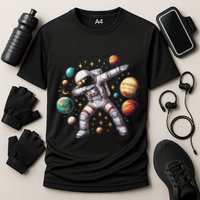 Astronaut Dabbing In Space Cosmic Galaxy Adventure Performance Shirt