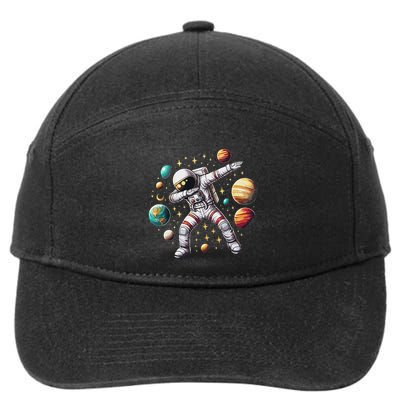 Astronaut Dabbing In Space Cosmic Galaxy Adventure 7-Panel Snapback Hat