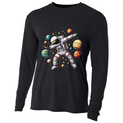 Astronaut Dabbing In Space Cosmic Galaxy Adventure Cooling Performance Long Sleeve Crew