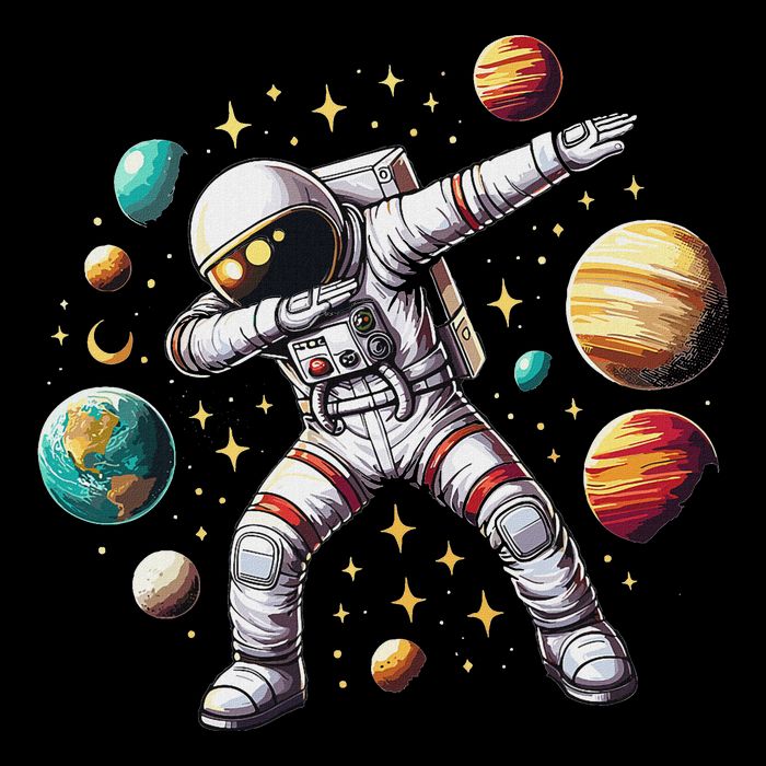 Astronaut Dabbing In Space Cosmic Galaxy Adventure Cooling Performance Long Sleeve Crew