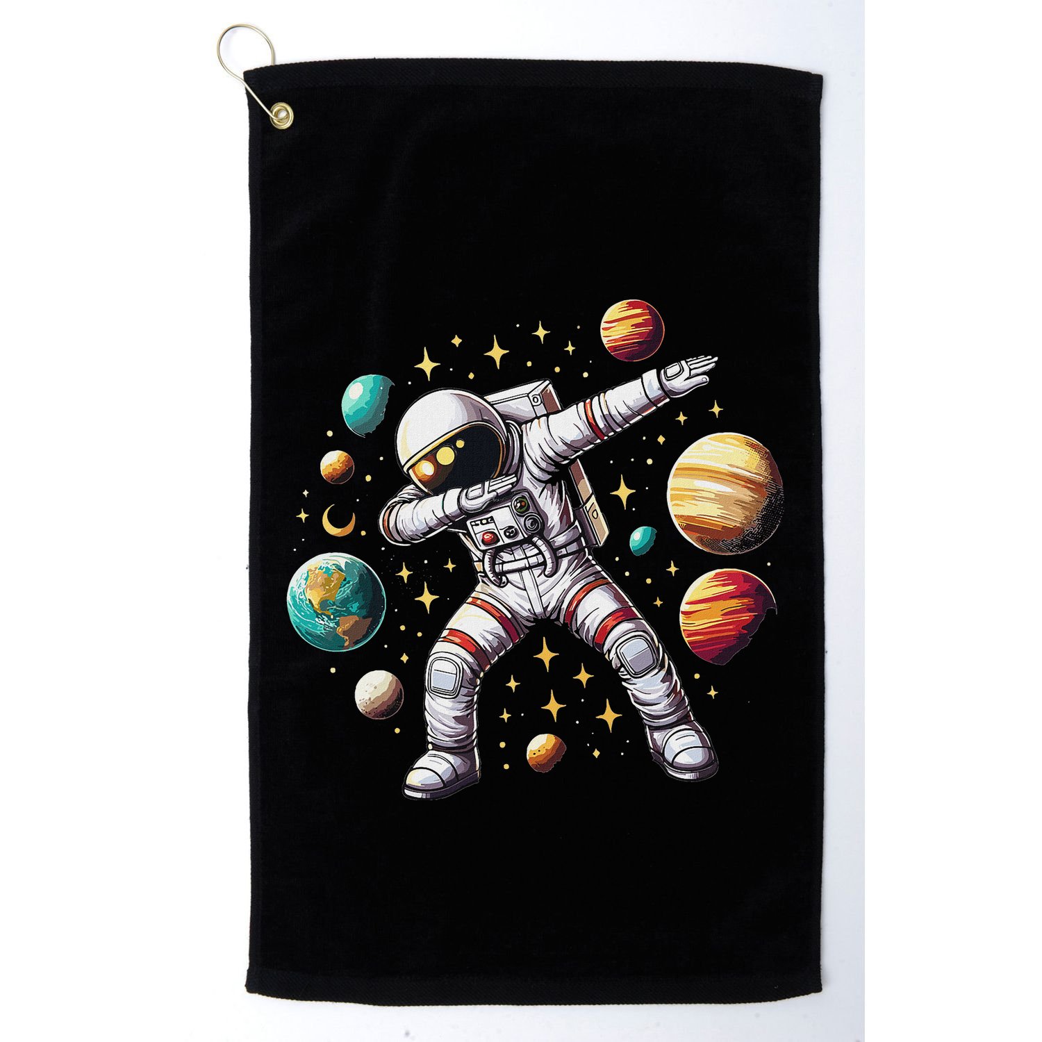 Astronaut Dabbing In Space Cosmic Galaxy Adventure Golf Towel