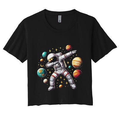 Astronaut Dabbing In Space Cosmic Galaxy Adventure Crop Top