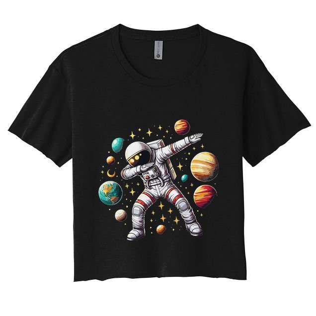 Astronaut Dabbing In Space Cosmic Galaxy Adventure Crop Top