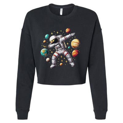 Astronaut Dabbing In Space Cosmic Galaxy Adventure Cropped Pullover Crew