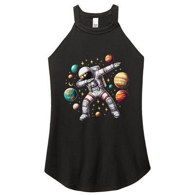 Astronaut Dabbing In Space Cosmic Galaxy Adventure Women's Perfect Tri Rocker Tank