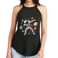 Astronaut Dabbing In Space Cosmic Galaxy Adventure Women's Perfect Tri Rocker Tank