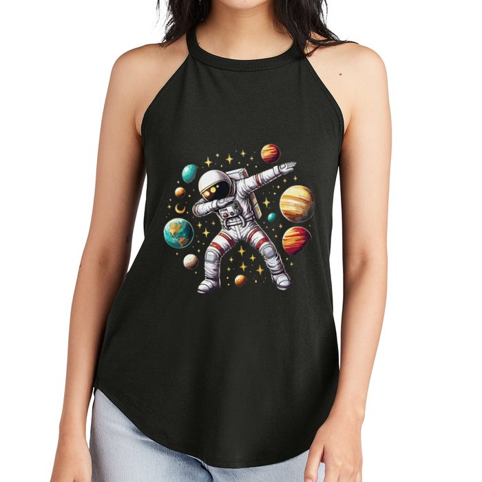 Astronaut Dabbing In Space Cosmic Galaxy Adventure Women's Perfect Tri Rocker Tank