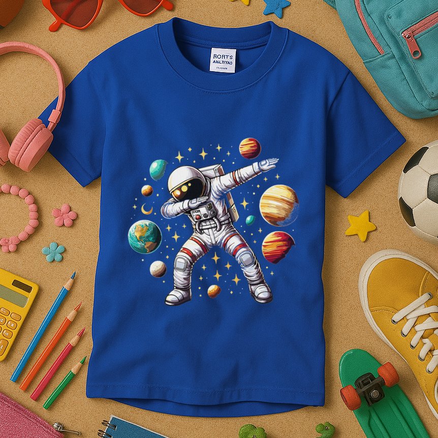 Astronaut Dabbing In Space Cosmic Galaxy Adventure Kids T-Shirt