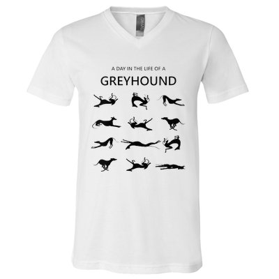 A Day In The Life Of A Greyhound V-Neck T-Shirt