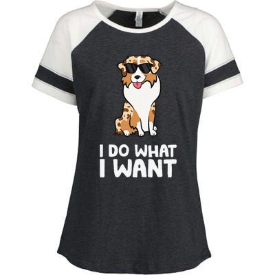 Aussie Dog I Do What I Want Funny Australian Shepherd Enza Ladies Jersey Colorblock Tee