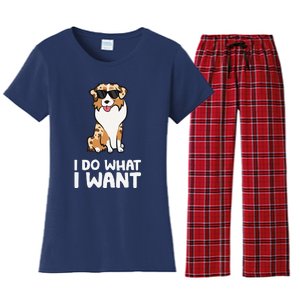 Aussie Dog I Do What I Want Funny Australian Shepherd Women's Flannel Pajama Set