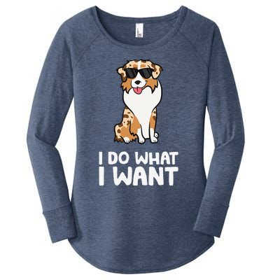 Aussie Dog I Do What I Want Funny Australian Shepherd Women's Perfect Tri Tunic Long Sleeve Shirt