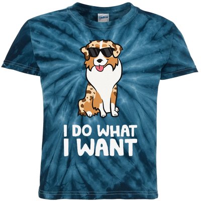 Aussie Dog I Do What I Want Funny Australian Shepherd Kids Tie-Dye T-Shirt