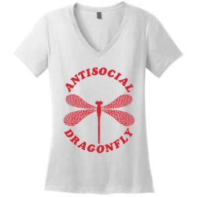 Antisocial Dragonfly Introvert Funny Introversion Humor Women's V-Neck T-Shirt